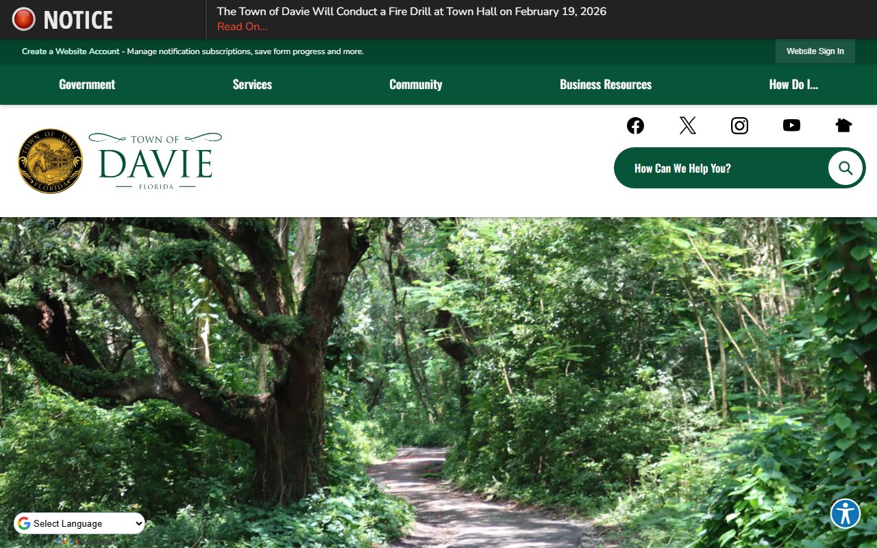 Davie city government website for bankruptcy records and local resources