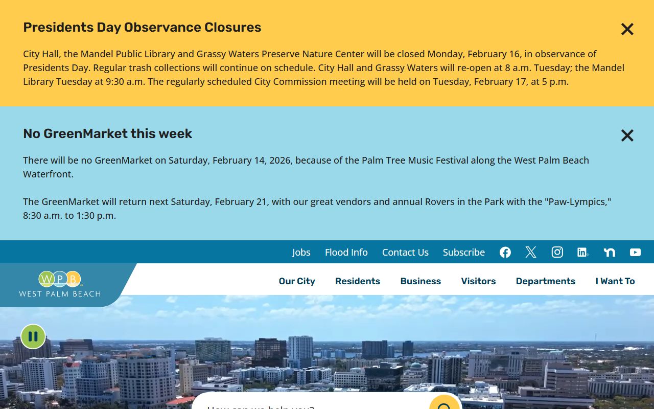 West Palm Beach city website for bankruptcy records information