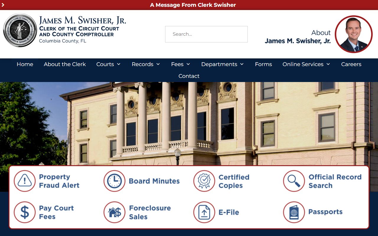 Columbia County Clerk of Court website for Columbia County bankruptcy records