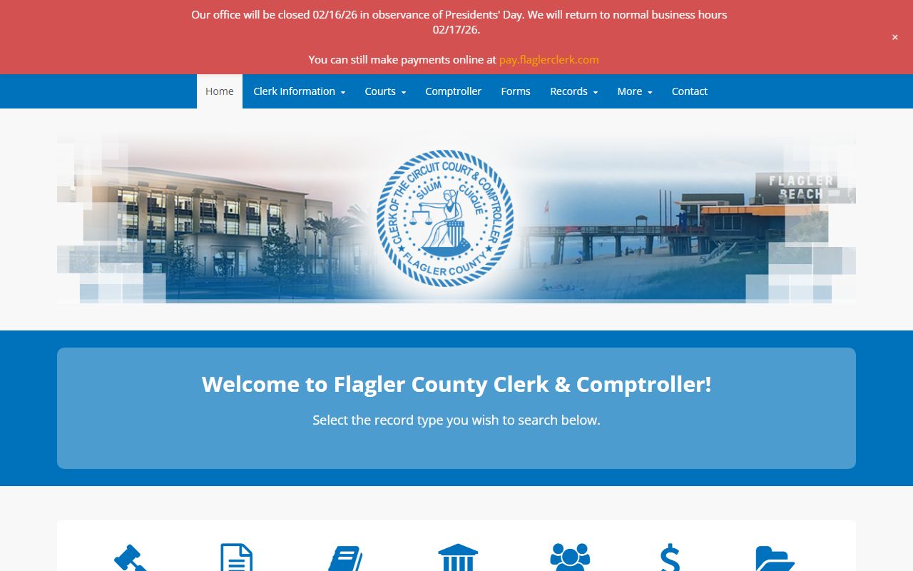 Flagler County Clerk of Court website for Flagler County bankruptcy records
