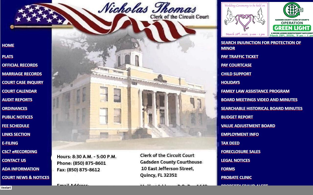 Gadsden County Clerk of Court website for bankruptcy records