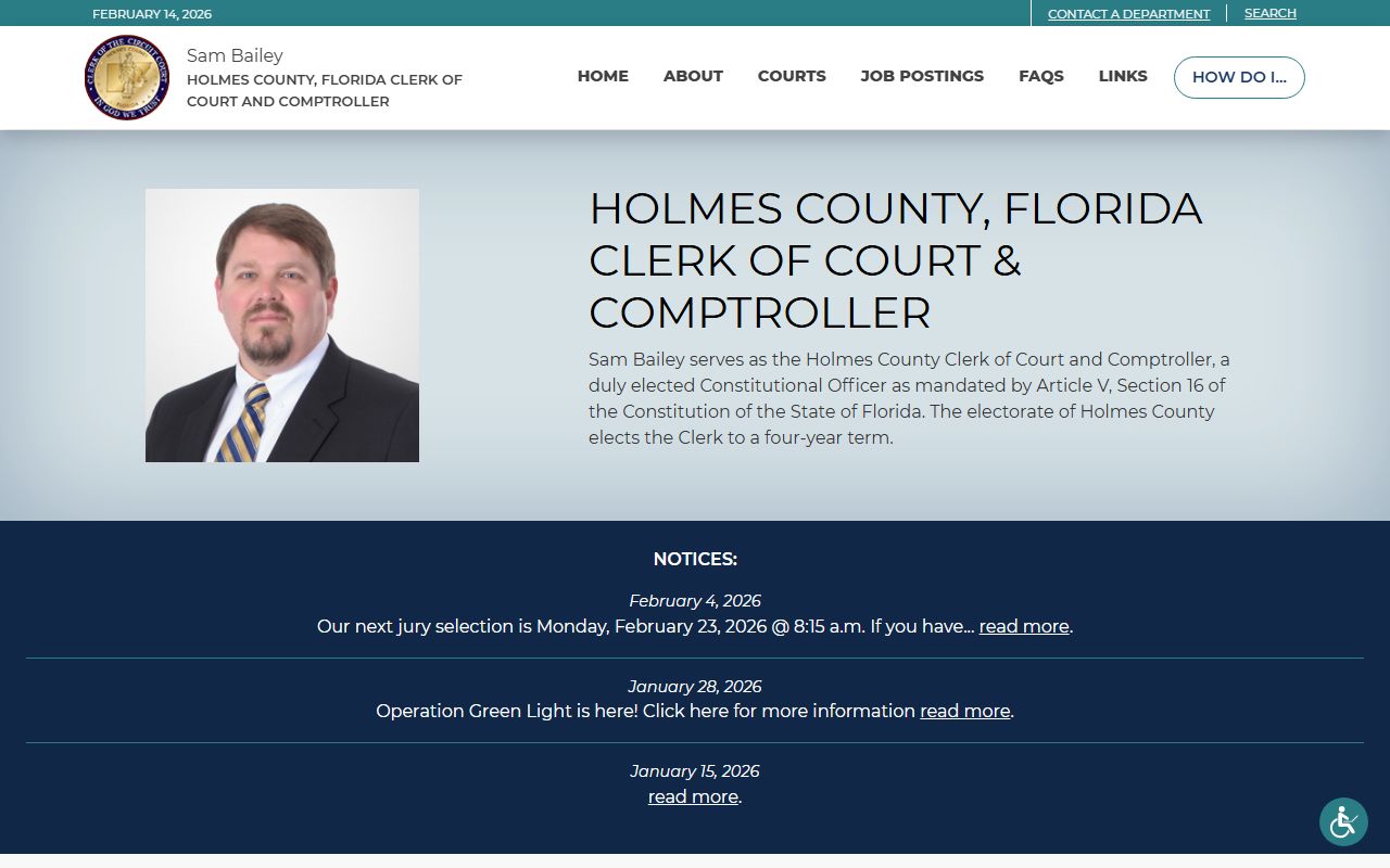 Holmes County Clerk of Court website for bankruptcy records