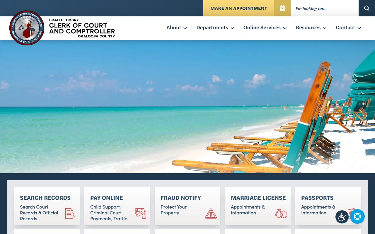 Okaloosa County Clerk of Court website for bankruptcy records