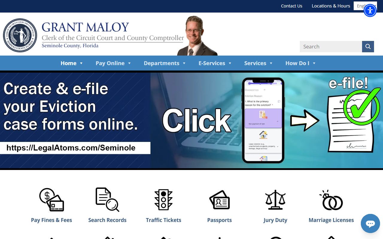 Seminole County Clerk of Court website for bankruptcy records research