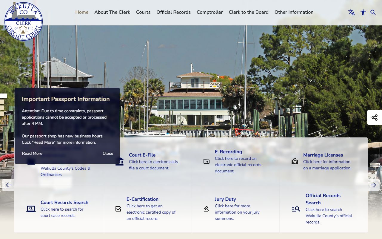 Wakulla County Clerk of Court website for bankruptcy records