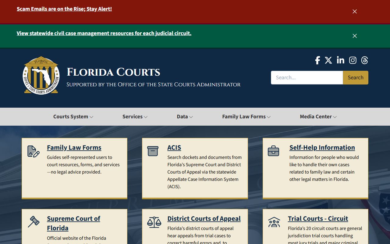 Florida Courts website for related legal resources